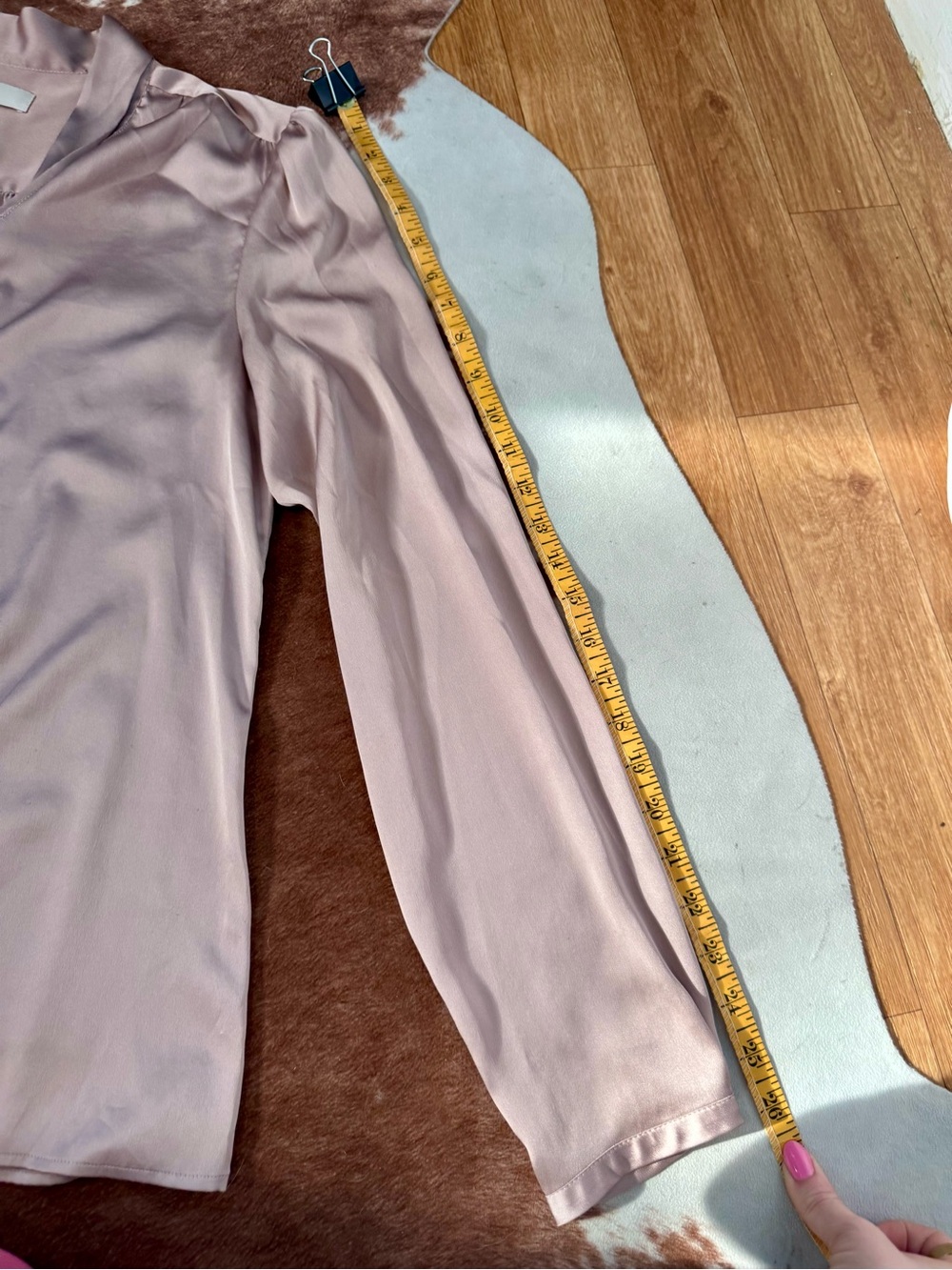LOFT Mauve-Taupe Tie-Neck Blouse - Picture 6 of 7